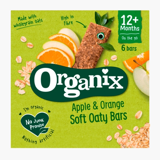 Organix Batoane BIO din ovăz integral cu mere și portocale, 6x23g, 12+ luni (cu Genius)