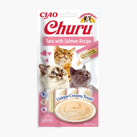 Inaba Recompense cremoase pentru pisici Churu Ton & Somon 4x14g (56g)
