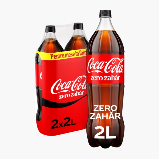 Coca-Cola Băutură carbogazoasă cola zero zahăr 2x2l (cu Genius)