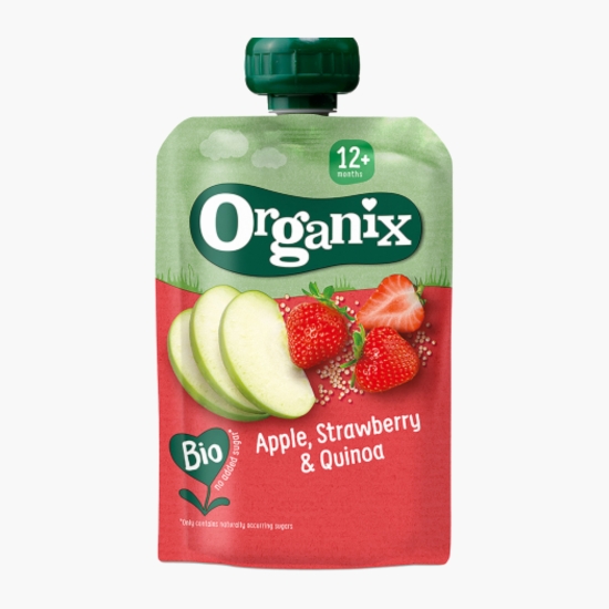 Organix Piure BIO de mere, căpșuni și quinoa, 12+ luni, 100g (cu Genius)