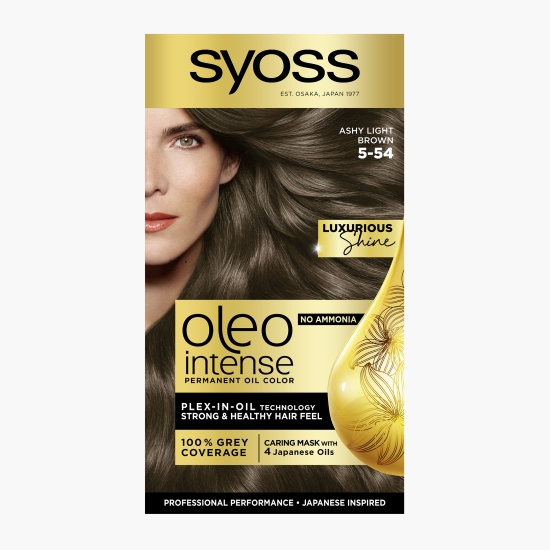 Syoss Vopsea de păr permanentă fără amoniac Oleo Intense, 5-54 șaten deschis cenușiu, 115 ml