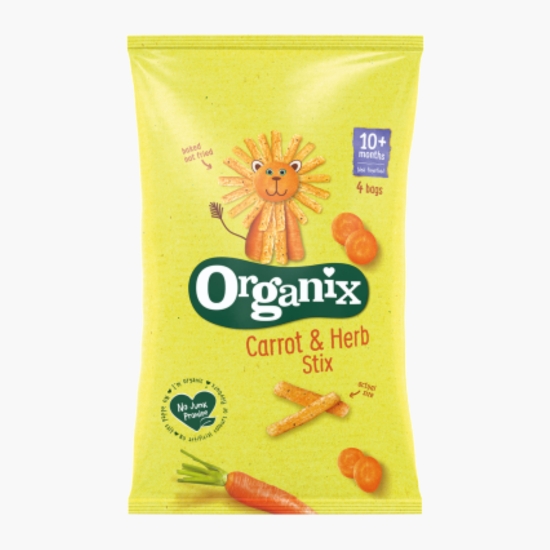Organix Sticksuri BIO din porumb cu morcov, 10+ luni, 60g (cu Genius)