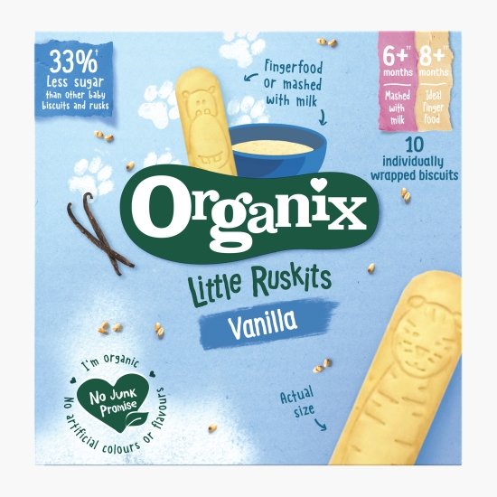 Organix Biscuiți BIO cu vanilie, pentru sugari +6 luni, 60g (cu Genius)