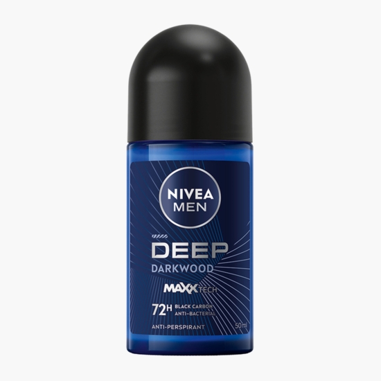 Nivea Deodorant antiperspirant roll-on pentru bărbați Men Deep Darkwood 50ml (cu Genius)