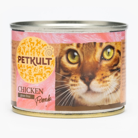Petkult Hrană umedă pentru pisici adulte, cu pui, 185g (cu Genius)