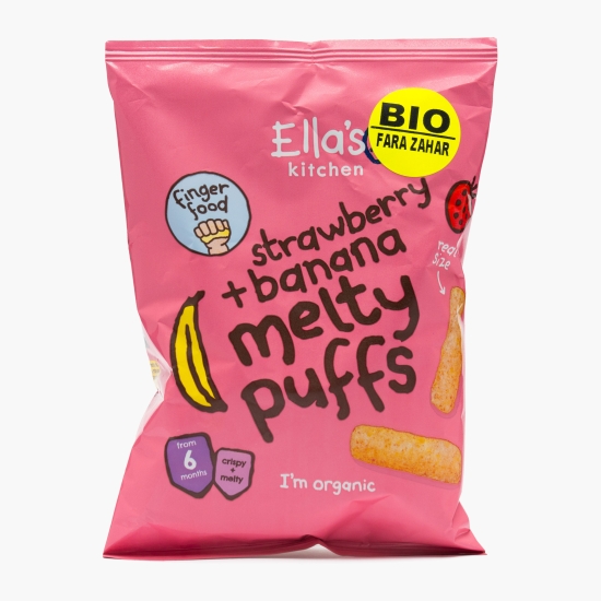 Ella's Kitchen Pufuleți naturali BIO cu căpșuni și banane, +6 luni, 20g