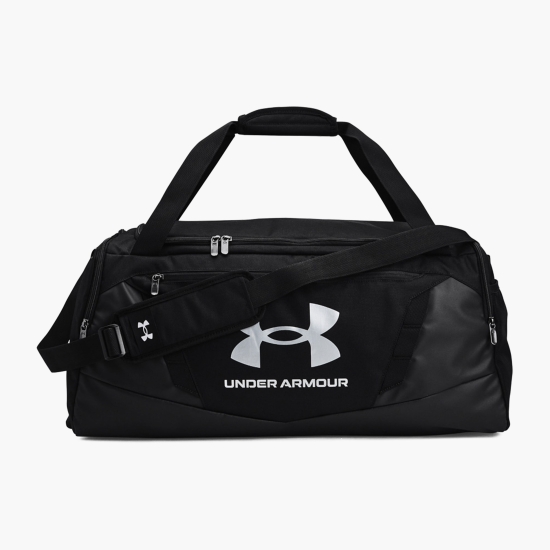 Under Armour Geantă Duffle MD, 58l, negru/argintiu metalic