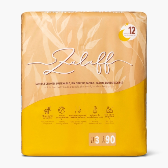 ZULUFF Scutece din bambus, mărimea 3, 6-11kg, 90 buc (cu Genius)