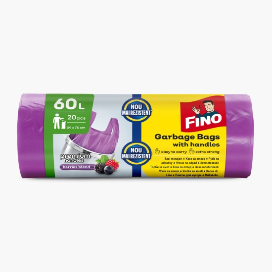 Saci menajeri parfumați și colorați cu mânere, 60l, 20 buc