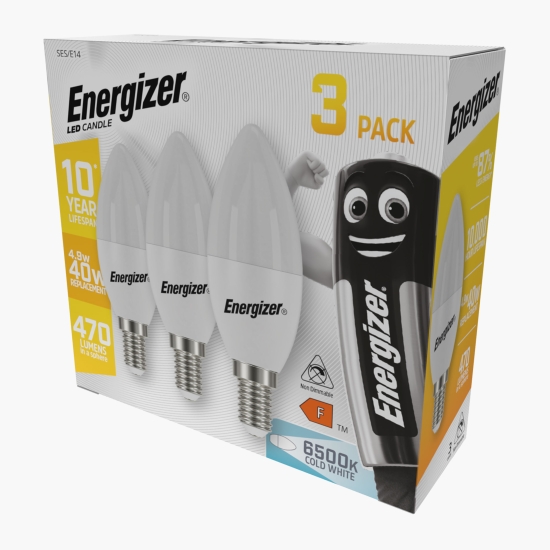 Energizer Becuri LED Candle Opal 4.9W, 3buc