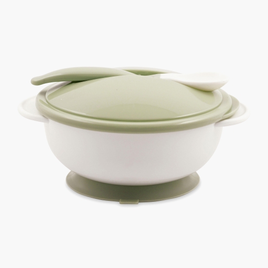 Romania product data sample: Set castron cu ventuză, capac și linguriță, Mint Green