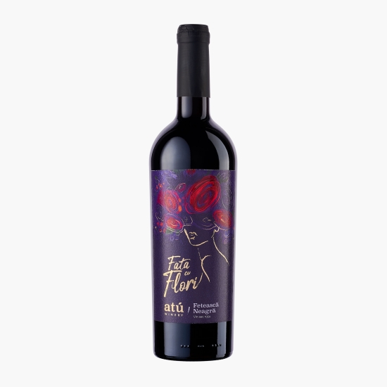Atu Winery Fata cu flori Vin roșu sec Fetească Neagră, 13.5%, 750ml (cu Genius)