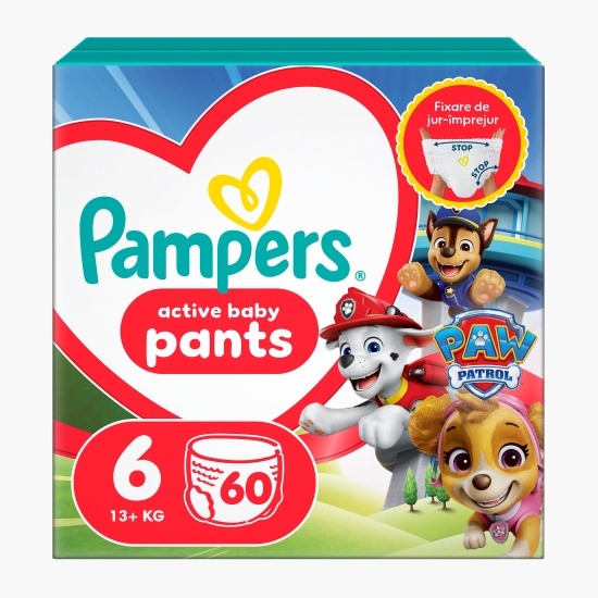 Pampers Scutece chiloțel Active Baby Pants Patrula Cățelușilor, mărimea 6, 13+ kg, 60 buc