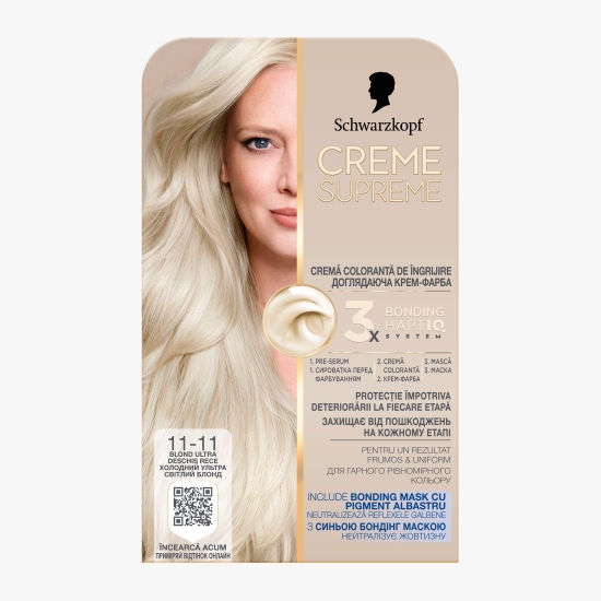 Creme Supreme Vopsea de păr, 11-11 blond ultradeschis rece