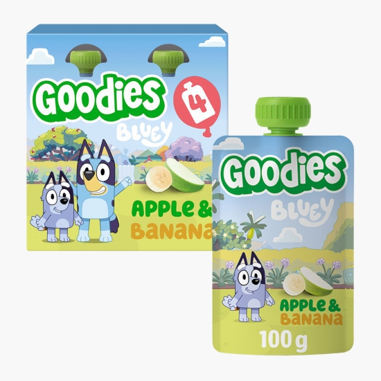 Goodies Piure de măr și banană Bluey, +3 ani, 4x100g (cu Genius)