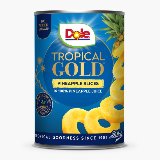 Dole Ananas rondele, în suc propriu, Tropical Gold, conservă 567g