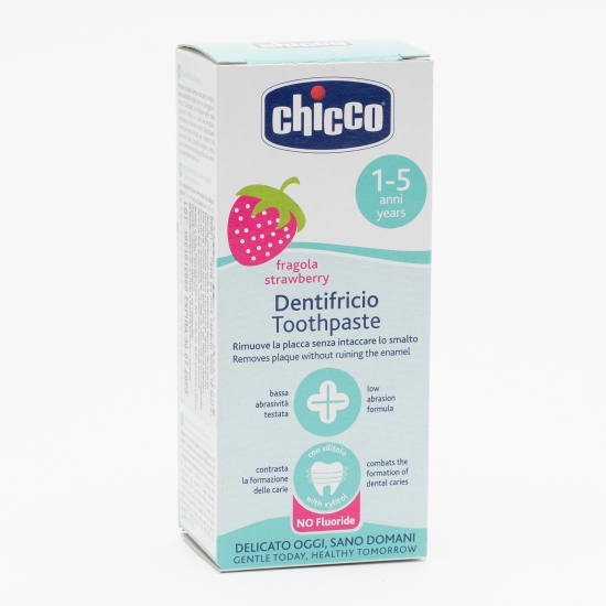 Chicco Pastă de dinți pentru copii fără fluor cu aromă de căpșuni, 1-5 ani, 50ml