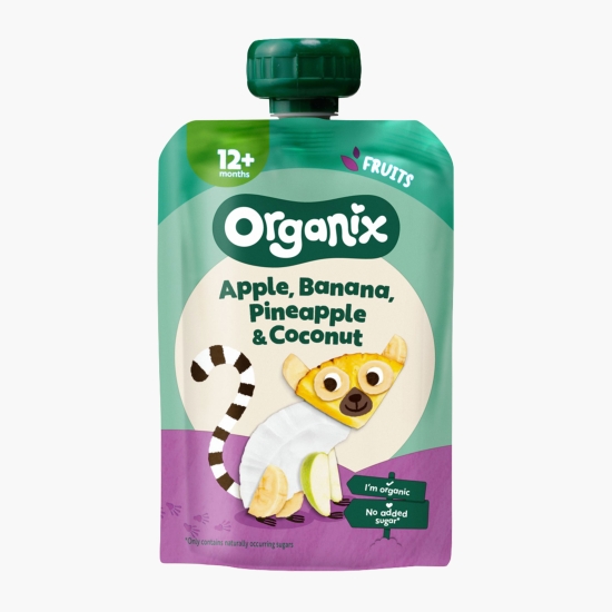 Organix Piure BIO de mere, banane, ananas și cocos, 12+ luni, 100g (cu Genius)