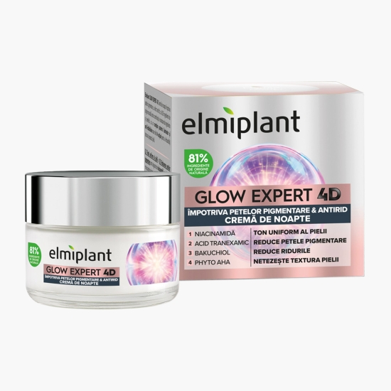 Elmiplant Cremă de noapte împotriva petelor pigmentare & antirid Glow Expert 4D, 50ml