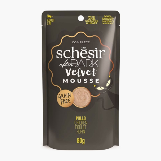 Schesir Hrană umedă pentru pisici adulte After dark, mousse cu pui, plic 80g