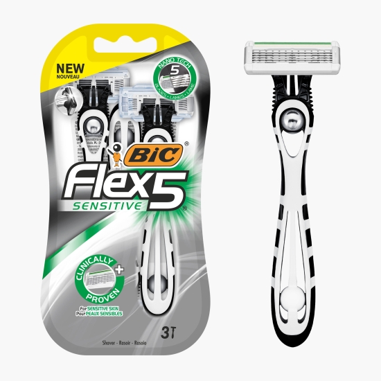 BiC Aparat de ras Flex 5 Sensitive, 5 lame, 3 buc (cu Genius)