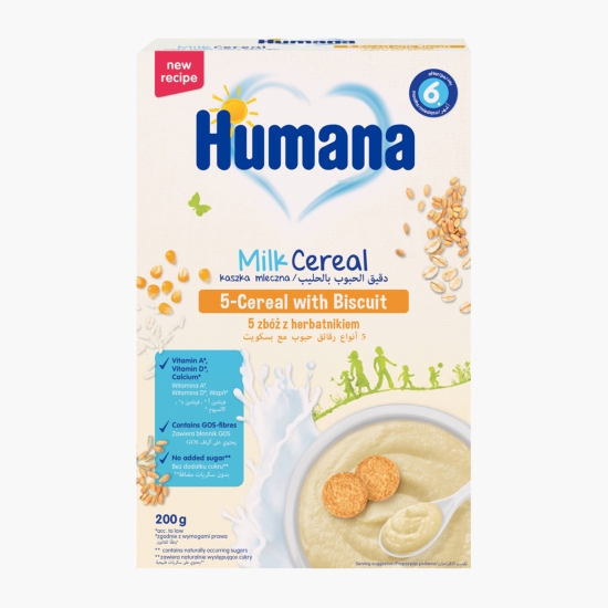 Humana Cereale cu lapte și biscuiți, 6+ luni, 200g (cu Genius)