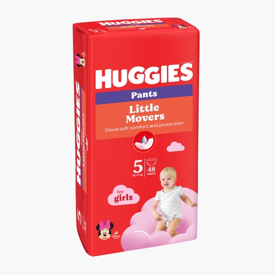 Huggies Scutece Pants Little Movers Mega pentru fete mărimea 5, 12-17kg, 48 buc (cu Genius)