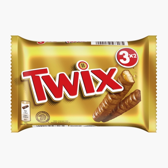 Twix Batoane cu biscuit și caramel învelite în ciocolată cu lapte 3x50g (cu Genius)