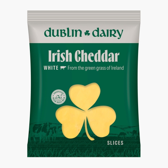 Dublin Dairy Brânză Cheddar White (alb) felii, 150g (cu Genius)