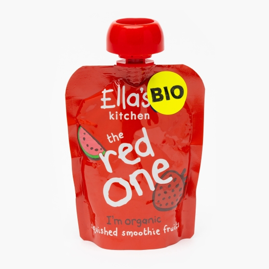 Ella's Kitchen Piure BIO de zmeură căpșuni și pepene roșu, +6 luni, 90g (cu Genius)