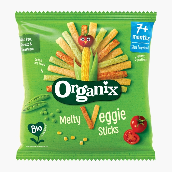 Organix Sticksuri BIO din porumb cu legume 15g, 7+ luni (cu Genius)