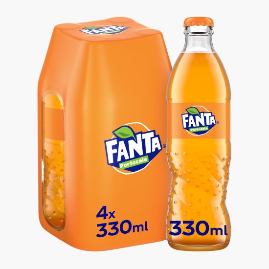 Fanta Băutură carbogazoasă de portocale, sticlă 4x330ml (cu Genius)