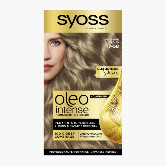 Syoss Vopsea de păr permanentă fără amoniac Oleo Intense, 7-58 blond bej rece, 115ml
