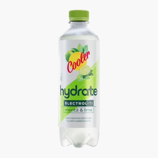 Cooler Apă carbogazoasă Hydrate cu electroliți, aromă de mentă și lime, 500ml (cu Genius)