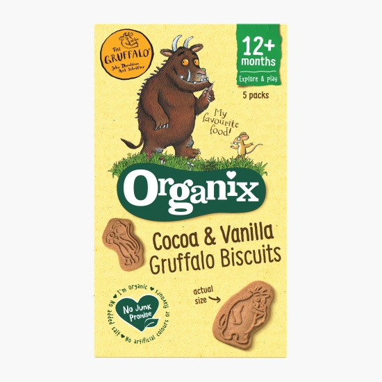 Organix Biscuiți BIO pentru copii, cu cacao și vanilie, 12+ luni, 100g (cu Genius)