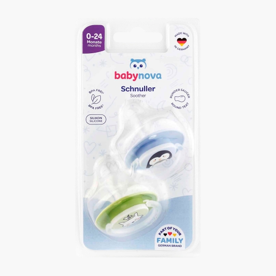 Baby Nova Suzete silicon cu inel 0-18+ luni, 2 buc (cu Genius)