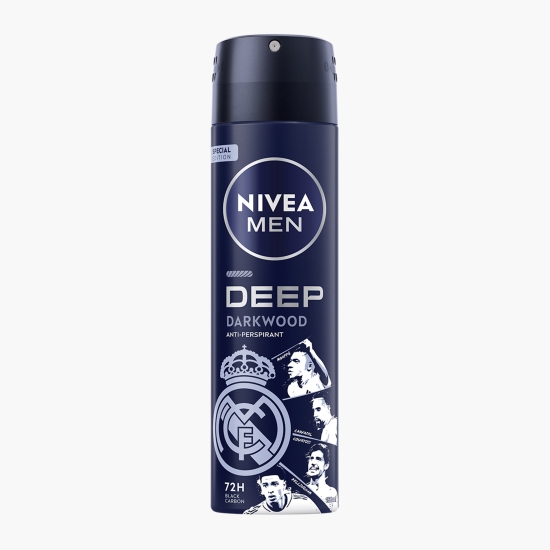 Nivea Deodorant spray pentru bărbați Men Deep Darkwood, ediție limitată Real Madrid 150ml