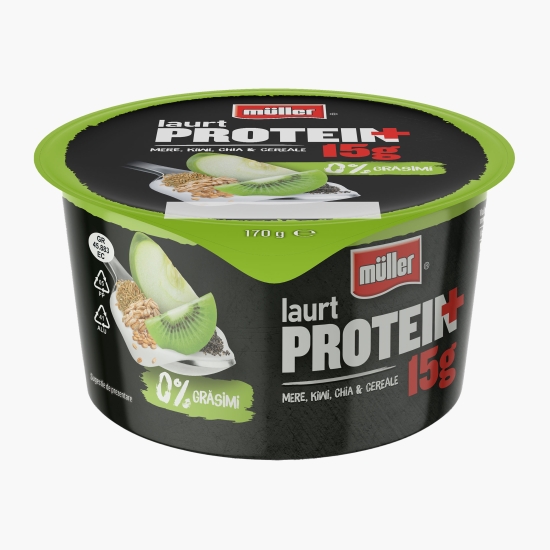 Müller Iaurt Protein + cu mere, kiwi, chia și cereale, 0% grăsimi, 170g