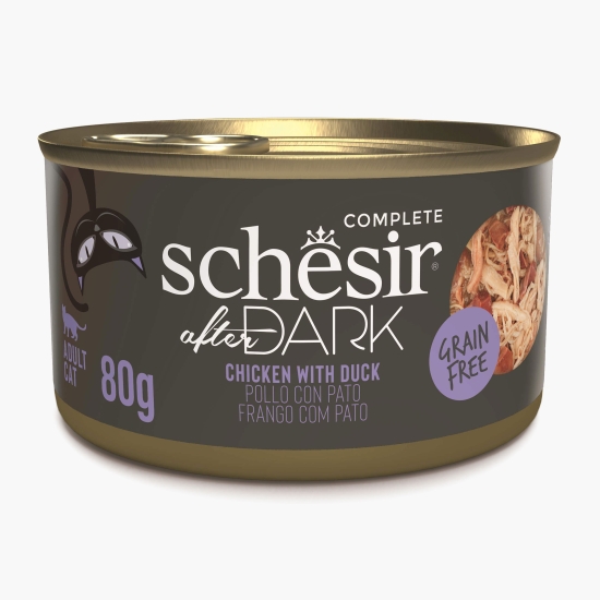 Schesir Hrană umedă pentru pisici adulte After dark, supă cu pui și rață, 80g