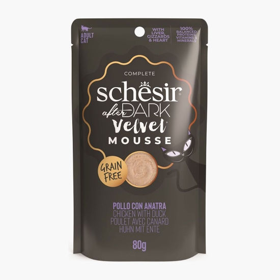 Schesir Hrană umedă pentru pisici adulte After dark, mousse cu pui și rață, plic 80g