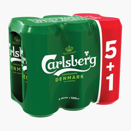 Carlsberg Bere blondă, doză 6x500ml (5+1)