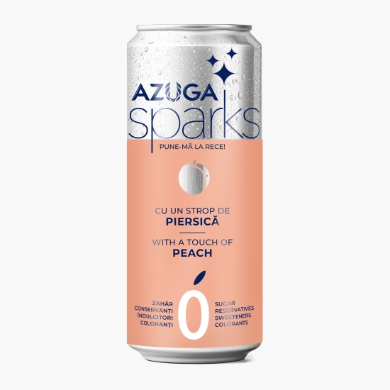 Azuga Apă carbogazoasă Sparks, cu extract natural de piersică, doză 330ml