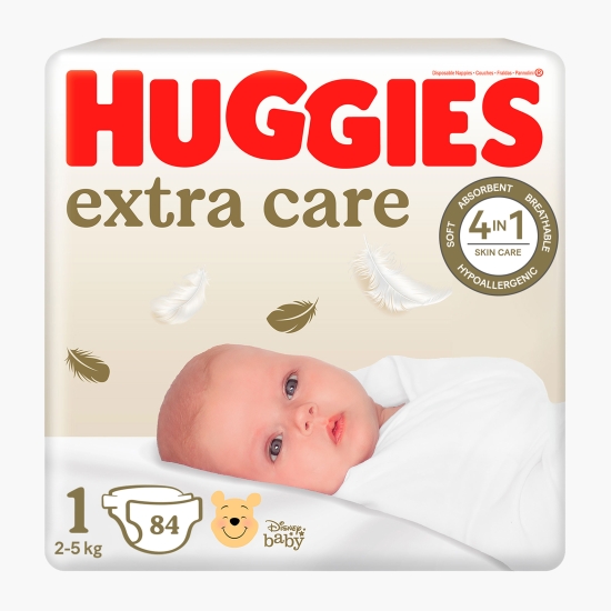 Huggies Scutece Extra Care, mărimea 1, Mega, 2-5 kg, 84 buc