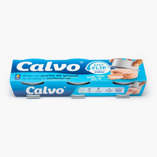 Calvo Ton în ulei de floarea-soarelui Easy Flip 3x65g