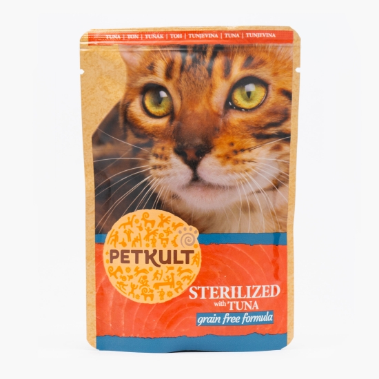 Petkult Hrană umedă pentru pisici sterilizate, cu ton, 100g (cu Genius)
