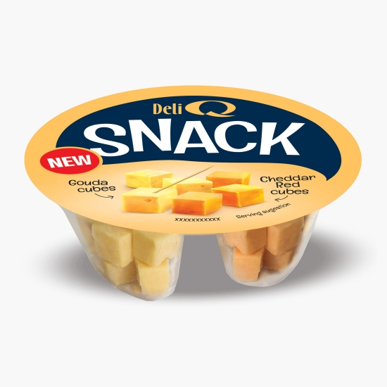 Deli Q Snack cuburi de brânză gouda și cheddar roșu 100g (cu Genius)