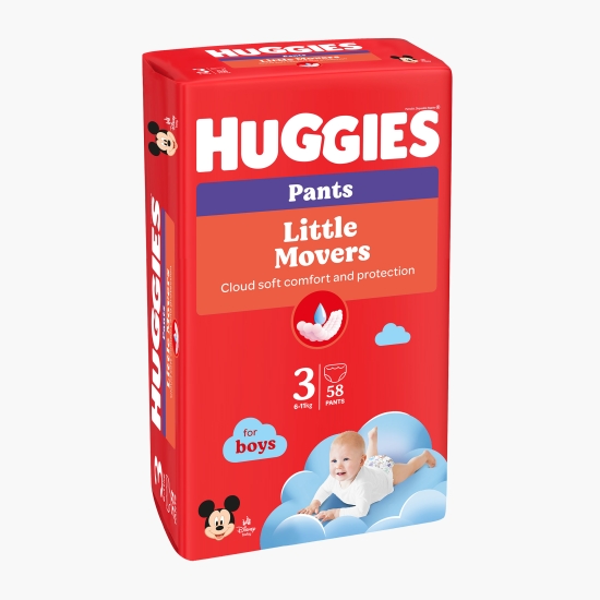 Huggies Scutece Pants Little Movers Mega pentru băieți mărimea 3, 6-11kg, 58 buc (cu Genius)