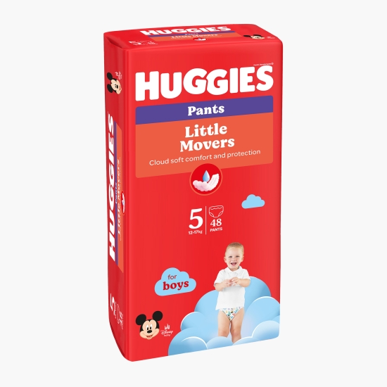 Huggies Scutece Pants Little Movers Mega pentru băieți mărimea 5, 12-17kg, 48 buc (cu Genius)