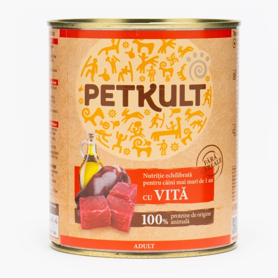Petkult Hrană umedă pentru câini adulți, cu vită, 800g