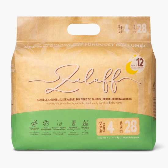 ZULUFF Scutece chiloțel din bambus mărimea 4, 10-15kg, 28 buc (cu Genius)